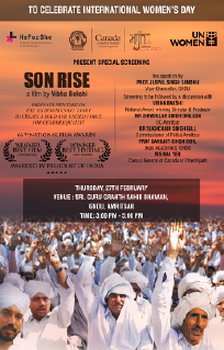 Special Screening of Dr. Vibha Bakshi's documentary film: SON RISE to celebrate International Women's Day at Sri Guru Granth Sahib Bhawan, Gndu, Amritsar, Punjab on 27th February 2020.